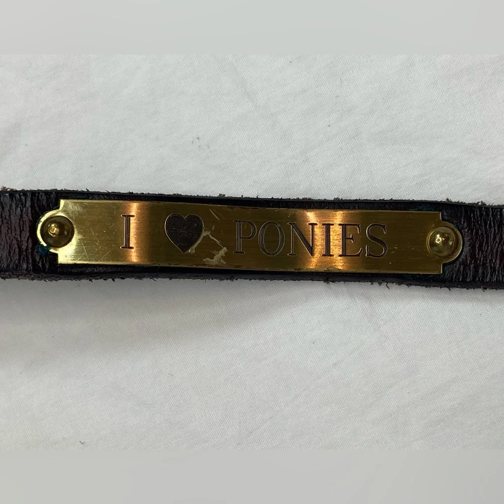 I ♥ PONIES Leather Bracelet‎ with Brass Plate 8